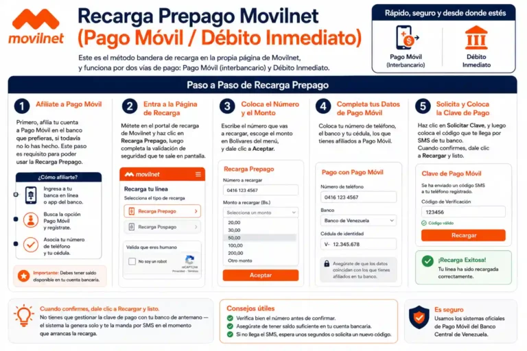 Recarga Prepago Movilnet (Pago Móvil  Débito Inmediato)
