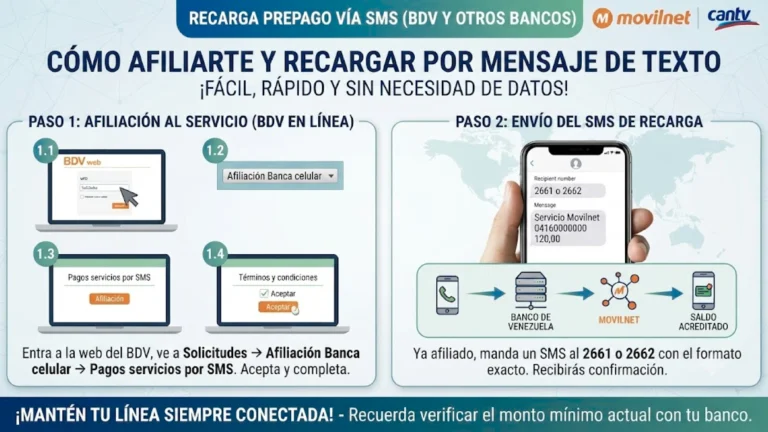 Recarga Prepago vía SMS (BDV y Otros Bancos)

